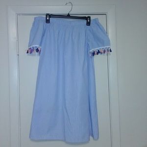 Off The Shoulder Stripped Dress Boho